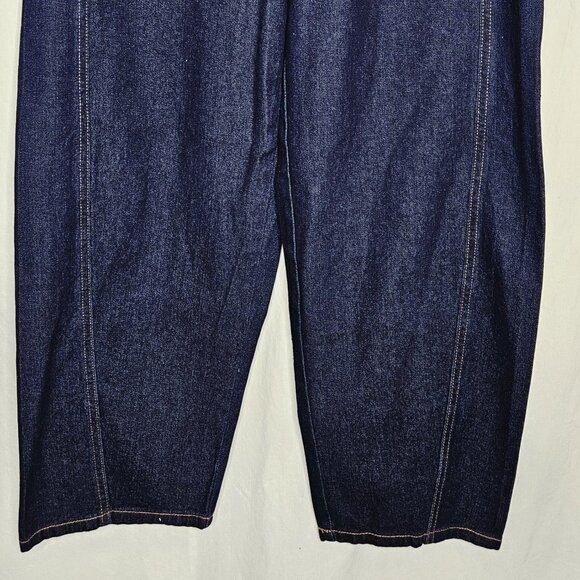 Free Assembly Women's Mid Rise Barrel Leg Jeans Dark Wash Blue Denim Size 6 - Picture 4 of 7
